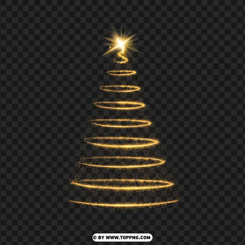 Elegant Shiny Christmas Tree With Spiral Design And Star PNG Transparent Background