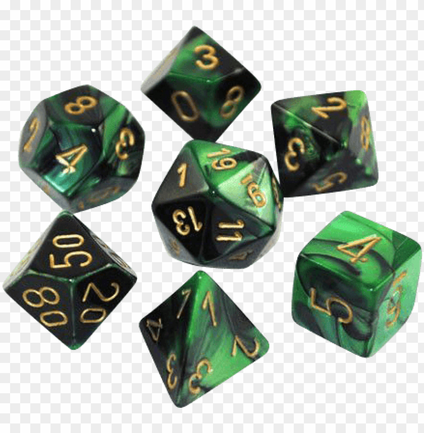 Emini Polyhedral Black Green Gold X7 Green Black Rpg Dice Png Image With Transparent Background Toppng