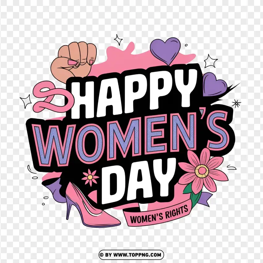 Happy Womens Day Feminist Fist Design PNG Transparent Background