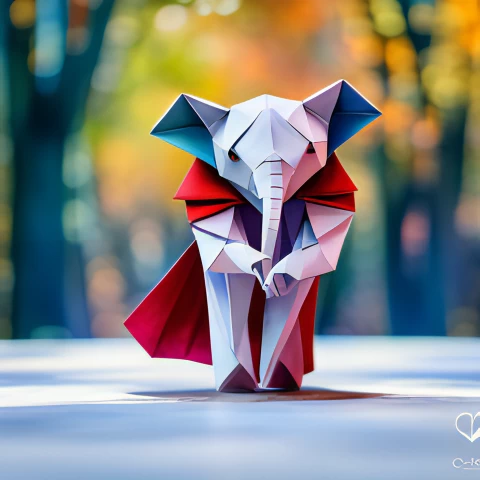 Enchanting Low Poly Art Colorful Cloaked Baby Elephant