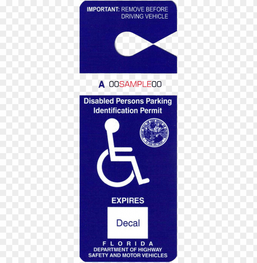 Ermanent Disabled Parking Permit Florida Handicap Placard PNG Image