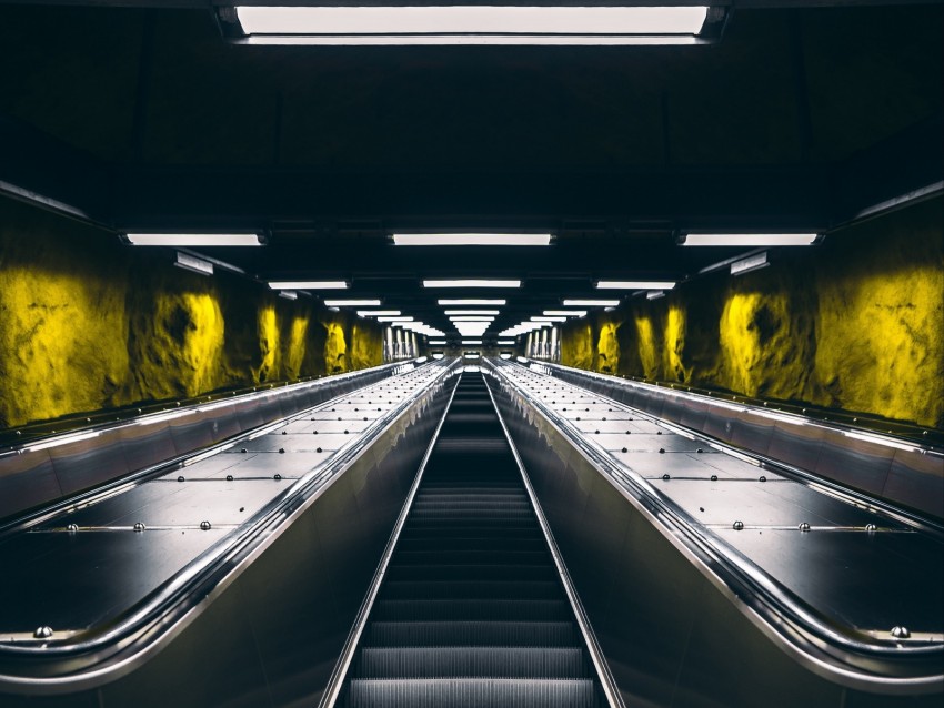 escalator, metro, tunnel, backlight