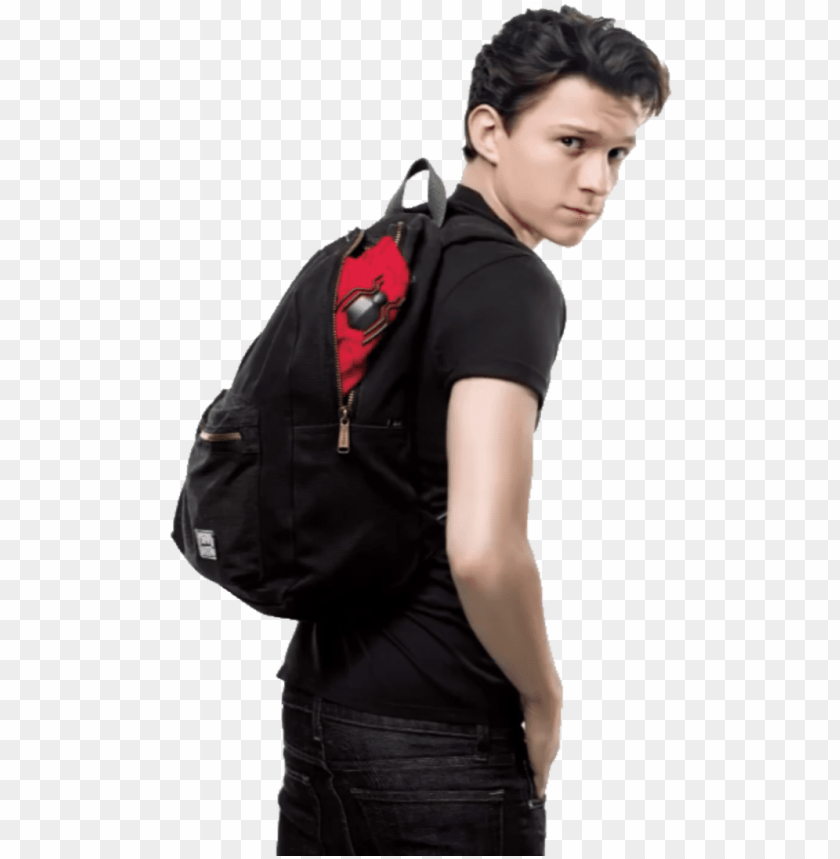 Eter Parker Png Tom Holland With Backpack PNG Image With Transparent Background