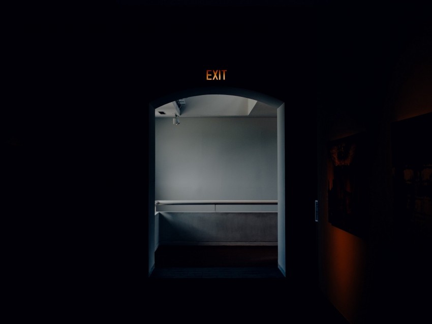 exit, corridor, dark, room, lighting