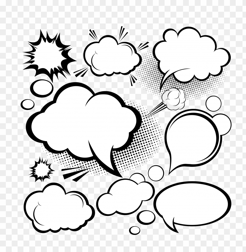 Explosive Bubbles Thought Thinking Speech Outline PNG Image With Transparent Background
