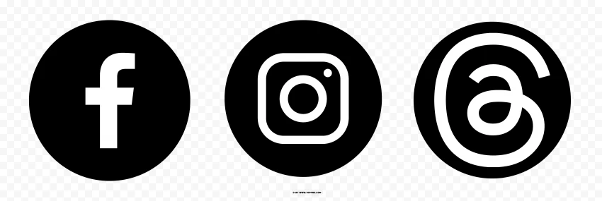 Facebook And Instagram And Threads Round Black Logo Isolated On Transparent Background