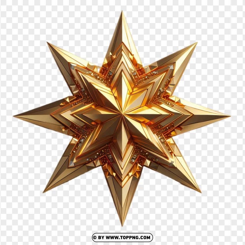 golden star, star, faceted star, golden star, 3D star, star PNG