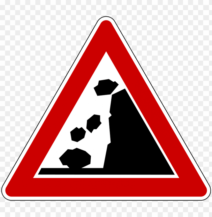 Transparent PNG Image Of Falling Rocks Warning Road Sign - Image ID 67472