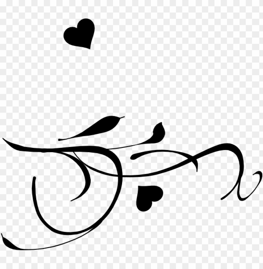 Fancy Heart Clip Art Black And White Hearts On A Branch Png Image | My