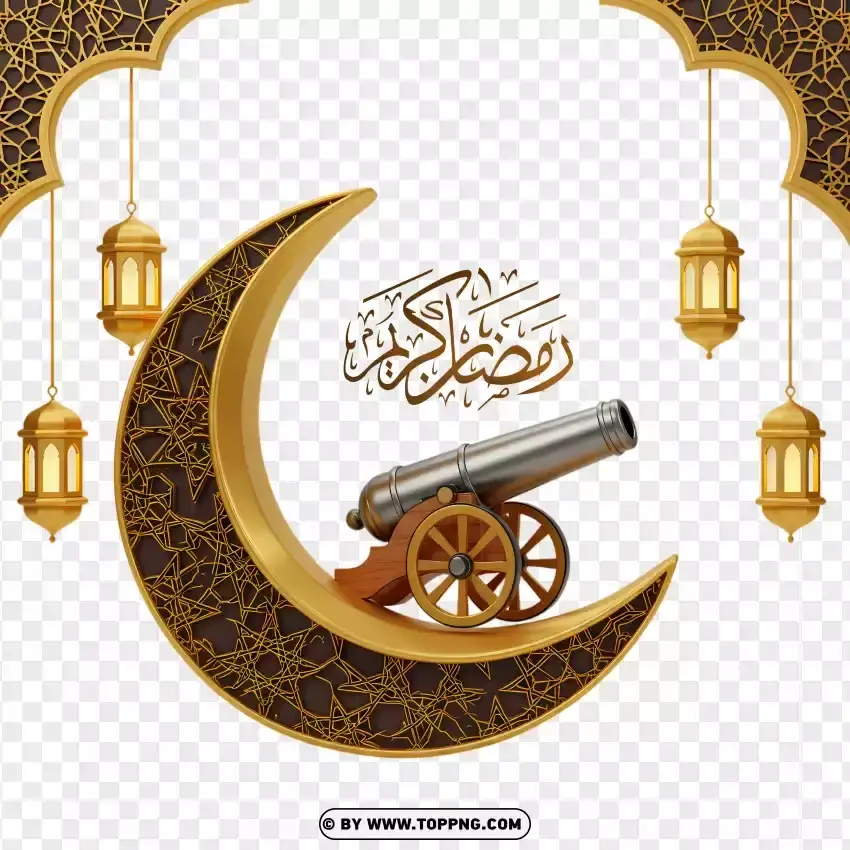 Fanoos Ramadan With Crescent Moon And Cannon PNG Transparent Background