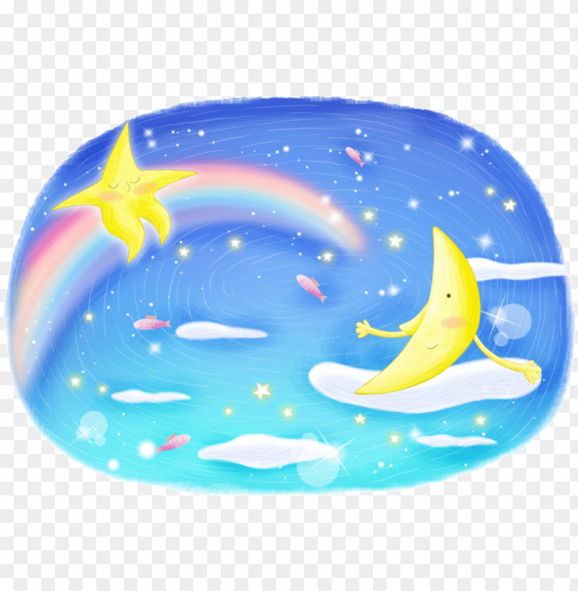 Fantasy Fairytale Starry Sky Pattern 星星 月亮 卡通 Png Image With Transparent Background Toppng