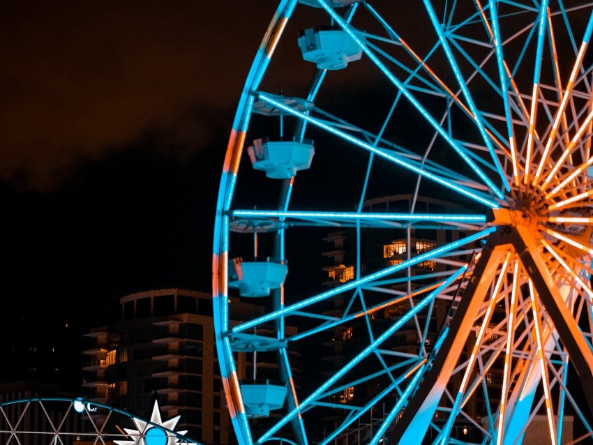 ferris wheel, attraction, lights, illumination, night