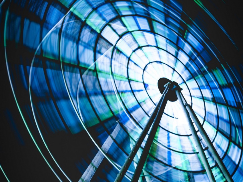 ferris wheel, neon, motion, long exposure