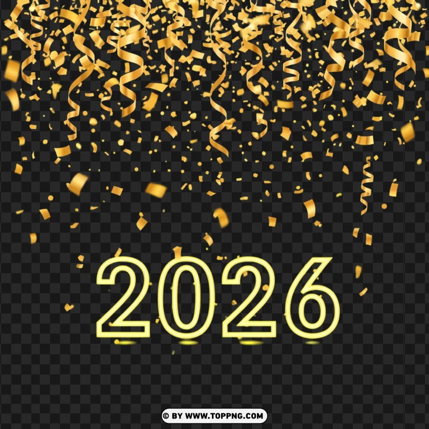 Festive Gold 2026 New Year Party PNG Transparent Background