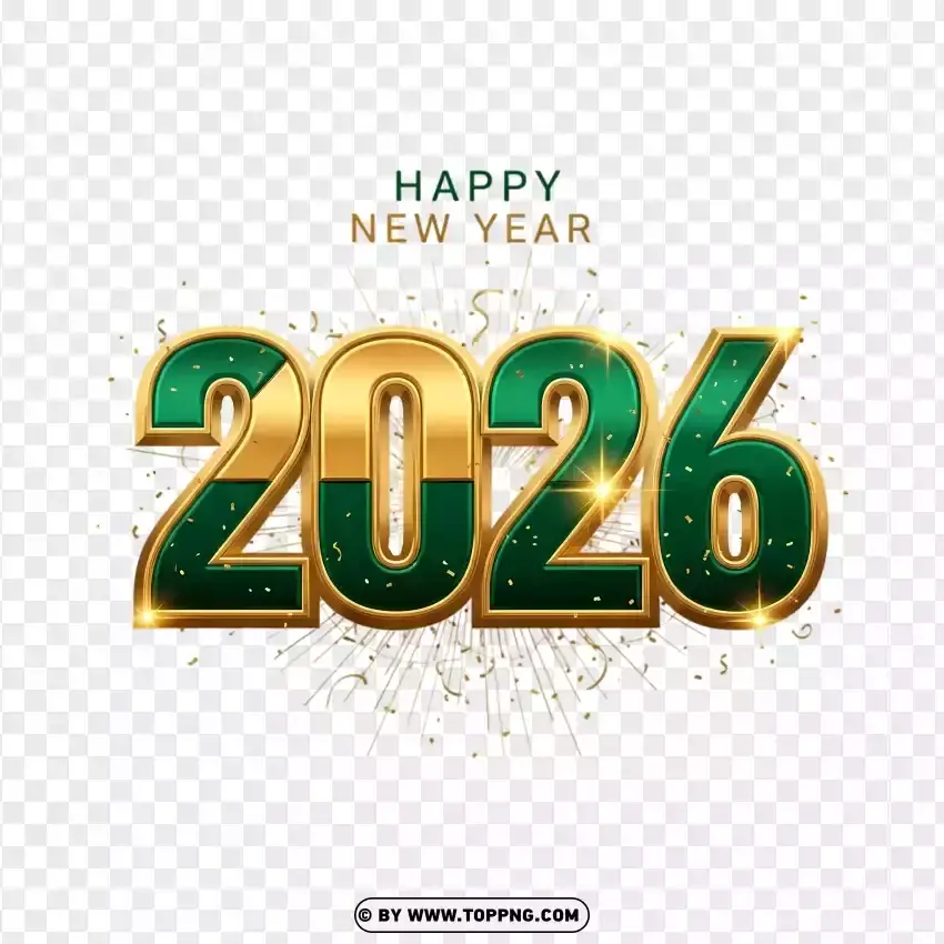 Gold and green 2026 typography for festive New Year celebration