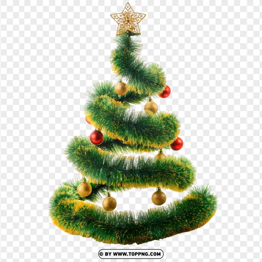 Festive Green Christmas Tree With Baubles And Star PNG Transparent Background