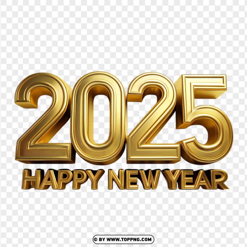 Festive 2025 New Year Gold Style PNG Transparent Background