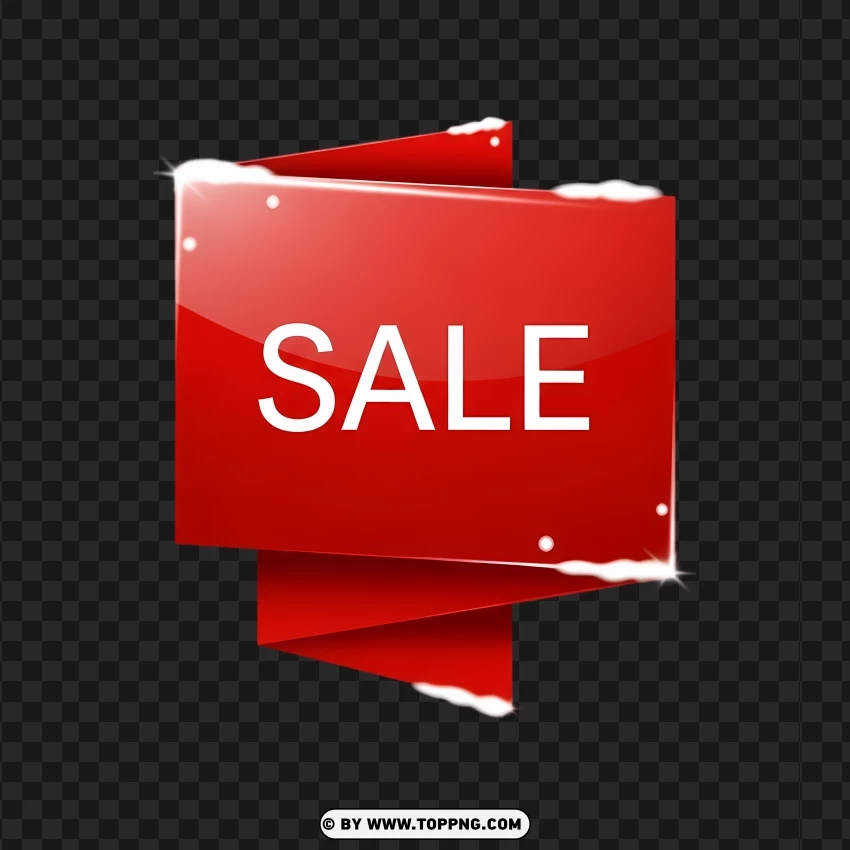 Festive Red Folded Sale Tag PNG Transparent Background