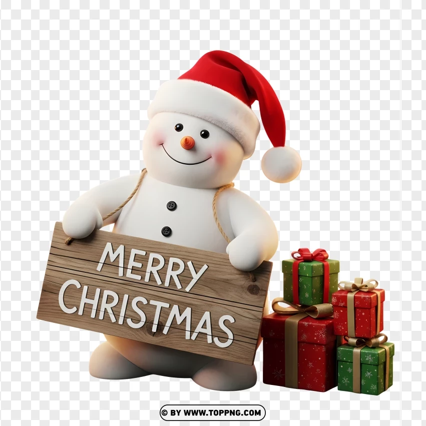 Festive Snowman Holding Circular Greeting Board PNG Transparent Background