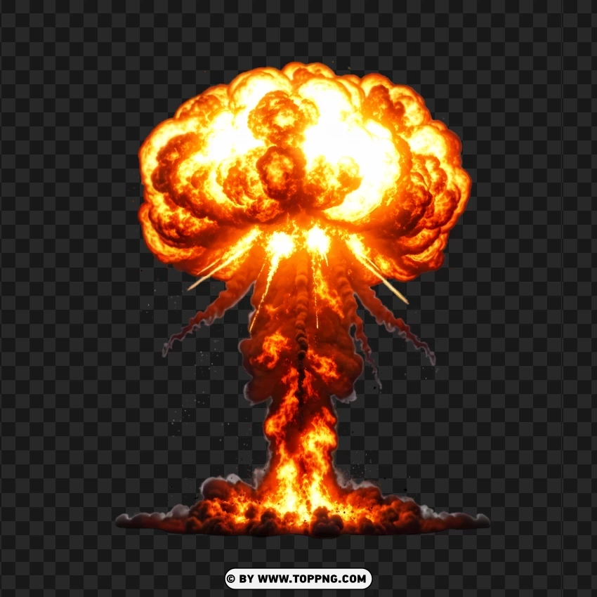 Fiery Orange Explosion Dome In Mushroom Shape PNG Transparent Background