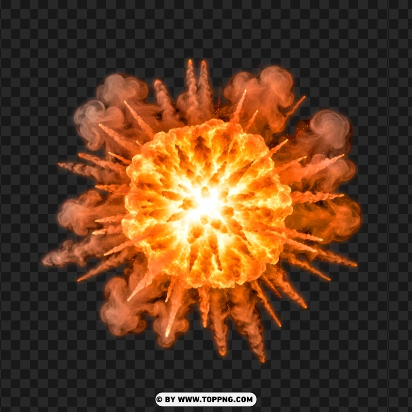 Fiery Orange Explosion With Gradient Smoke Burst PNG Transparent Background
