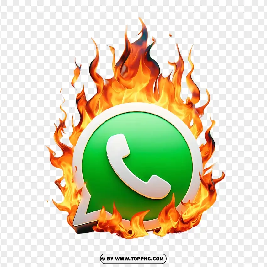 Whatsapp Icon With Fire Effect PNG Transparent Background