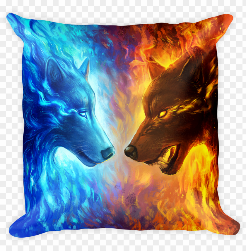 ice square pillow - ice wolf PNG image