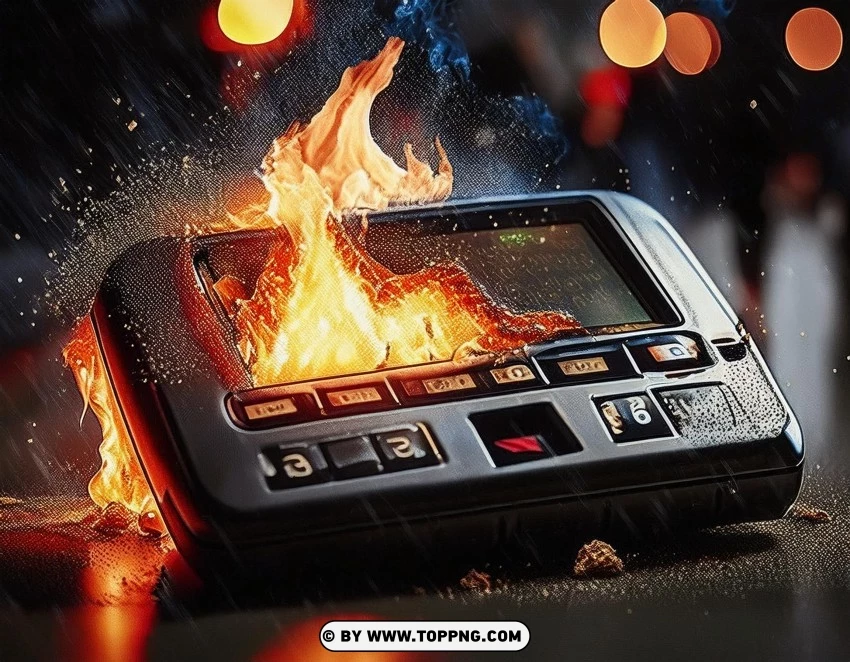 burning pager, pager explosion, fire on pager, damaged pager, pager on fire