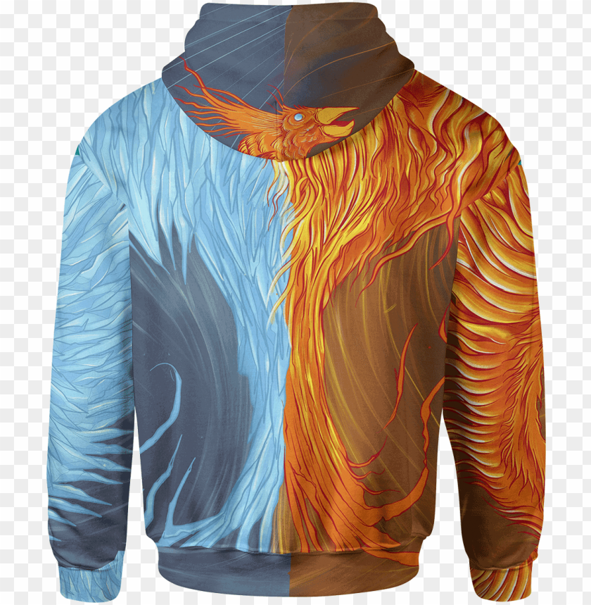 Fire Ice Phoenix Unisex Hoodie Active Shirt Png Image With Transparent Background Toppng - fire and ice shirt roblox