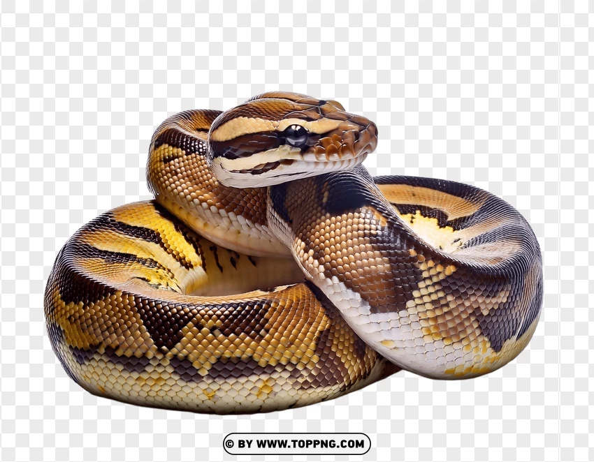 Single Ball Python In Coiled Stance PNG Transparent Background