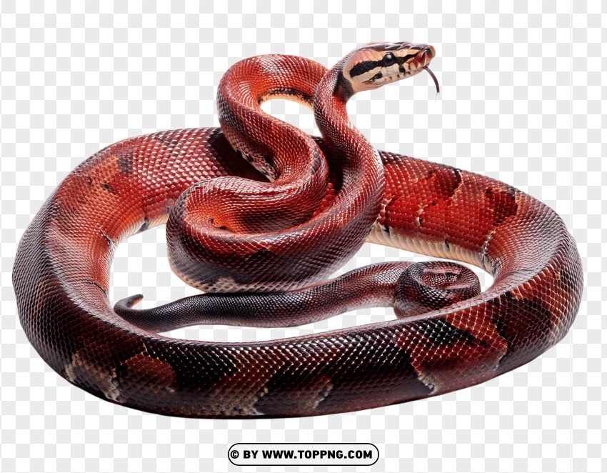 Single Blood Python Coiled With Realistic Features PNG Transparent Background