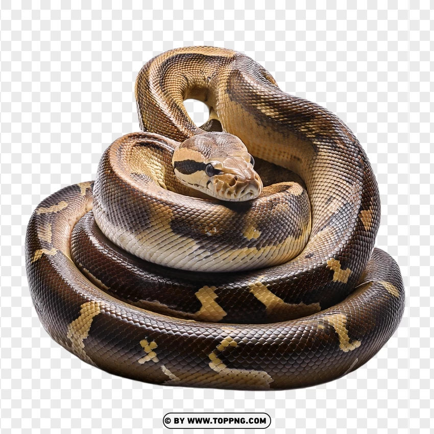 Coiled Ball Python In Natural Relaxed Pose PNG Transparent Background