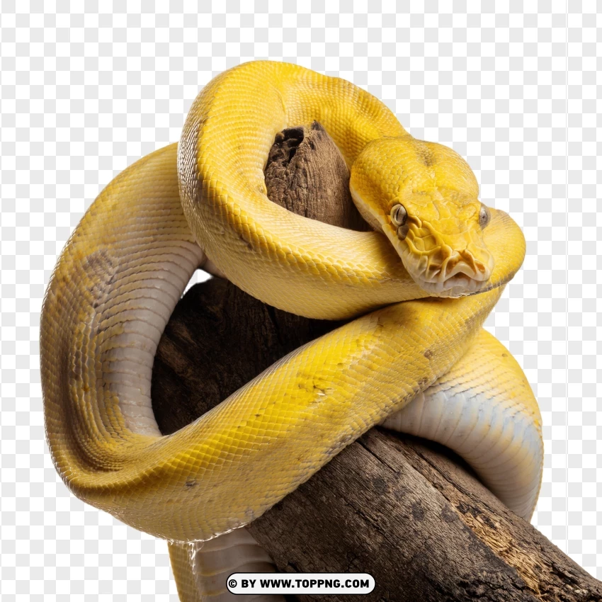 Albino Python Wrapped Around Branch PNG Transparent Background