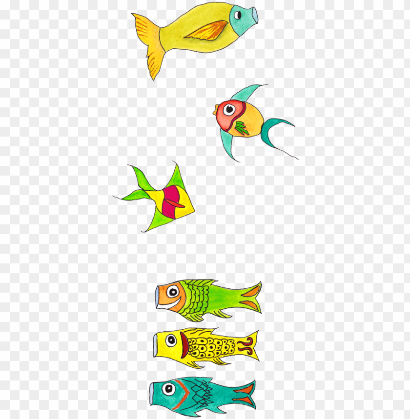 “fish kites” - watercolor painting, kite