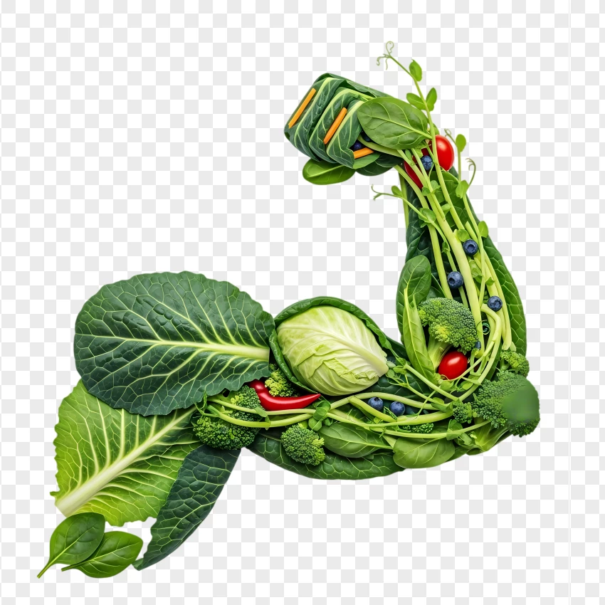 Fitness Arm Made Of Plants And Greens PNG Transparent Background