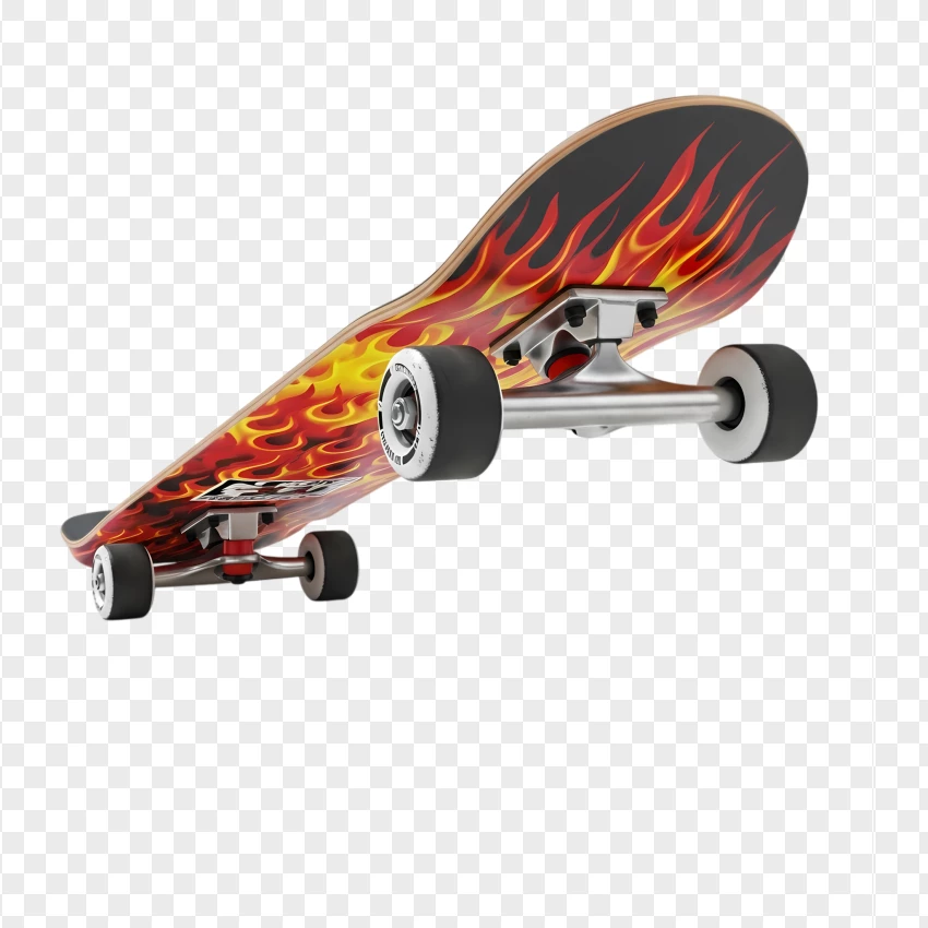Flame Pattern Street Skateboard Design PNG Transparent Background