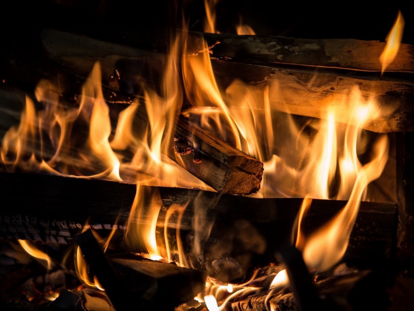 flame, wood, fireplace, fire, embers
