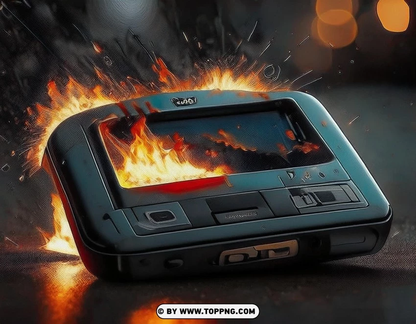 burning pager, pager explosion, fire on pager, damaged pager, pager on fire