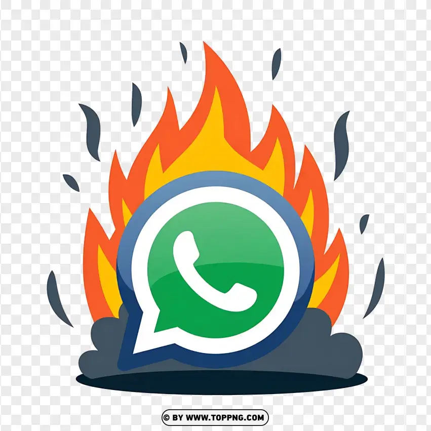 Flaming Whatsapp Logo Design PNG Transparent Background