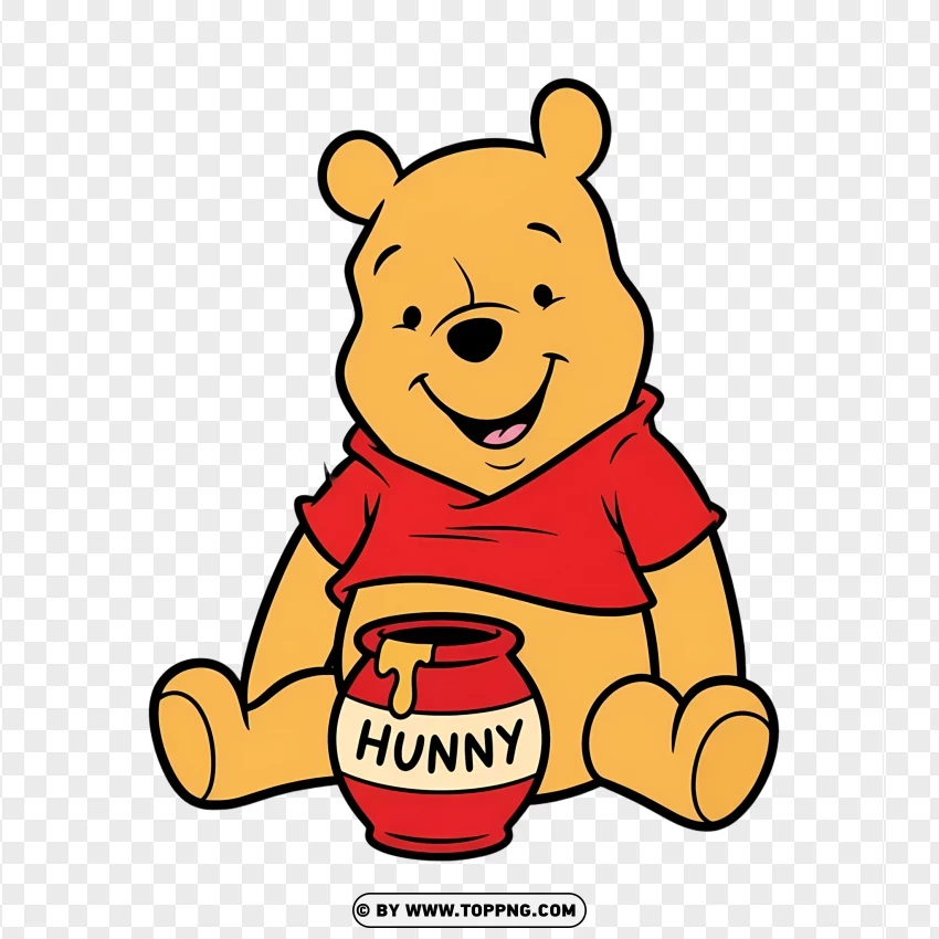 Flat Cartoon Winnie The Pooh With Honey Pot Icon PNG Transparent Background