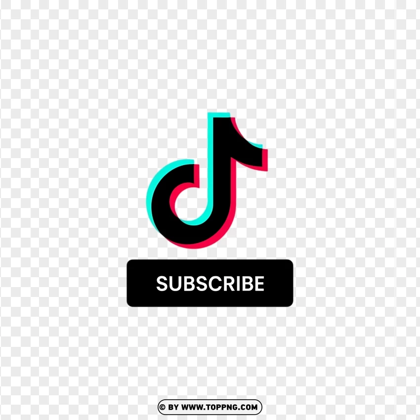 Flat Neon Tiktok Subscribe Symbol PNG Transparent Background