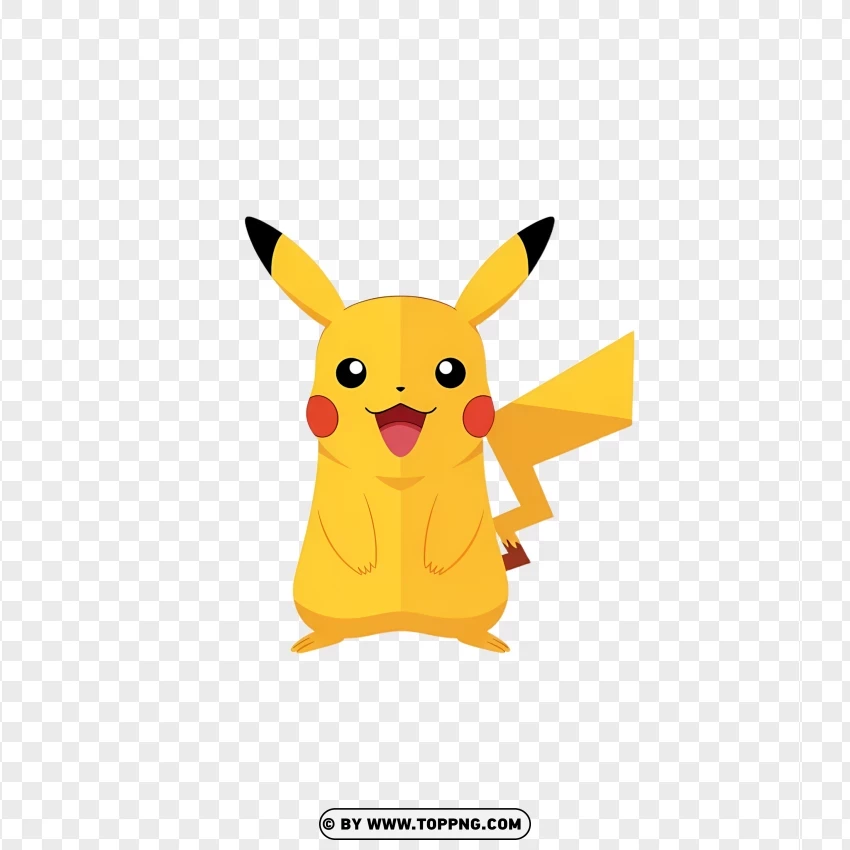 Flat Vector Pikachu Minimal Cartoon Icon PNG Transparent Background