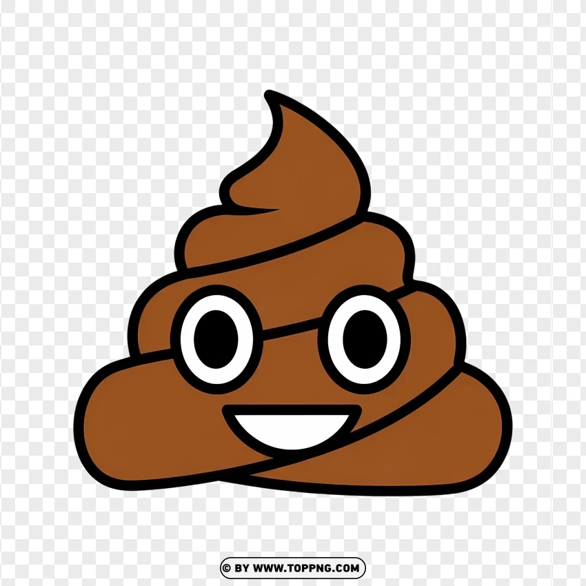 Flat Vector Poop Emoji Icon Design PNG Transparent Background