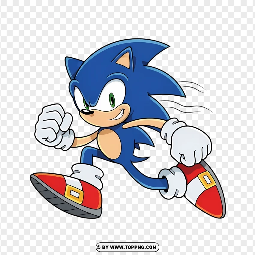 Flat Vector Sonic Cartoon Icon With Red Shoes PNG Transparent Background