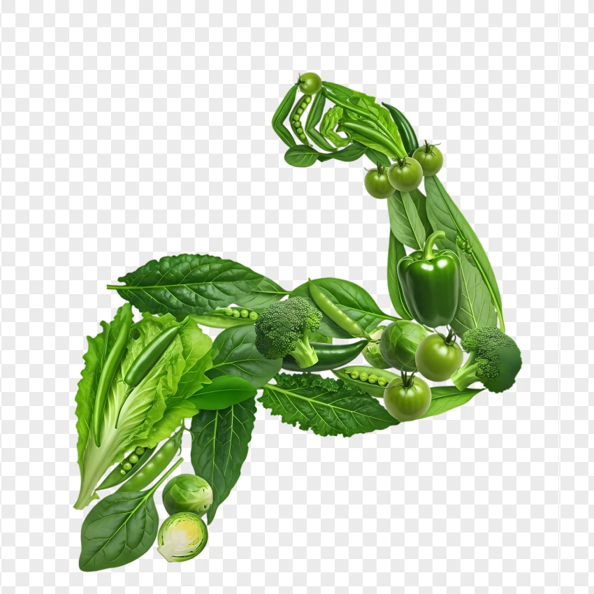 Flexing Arm Formed From Vegetables Isolated PNG Transparent Background