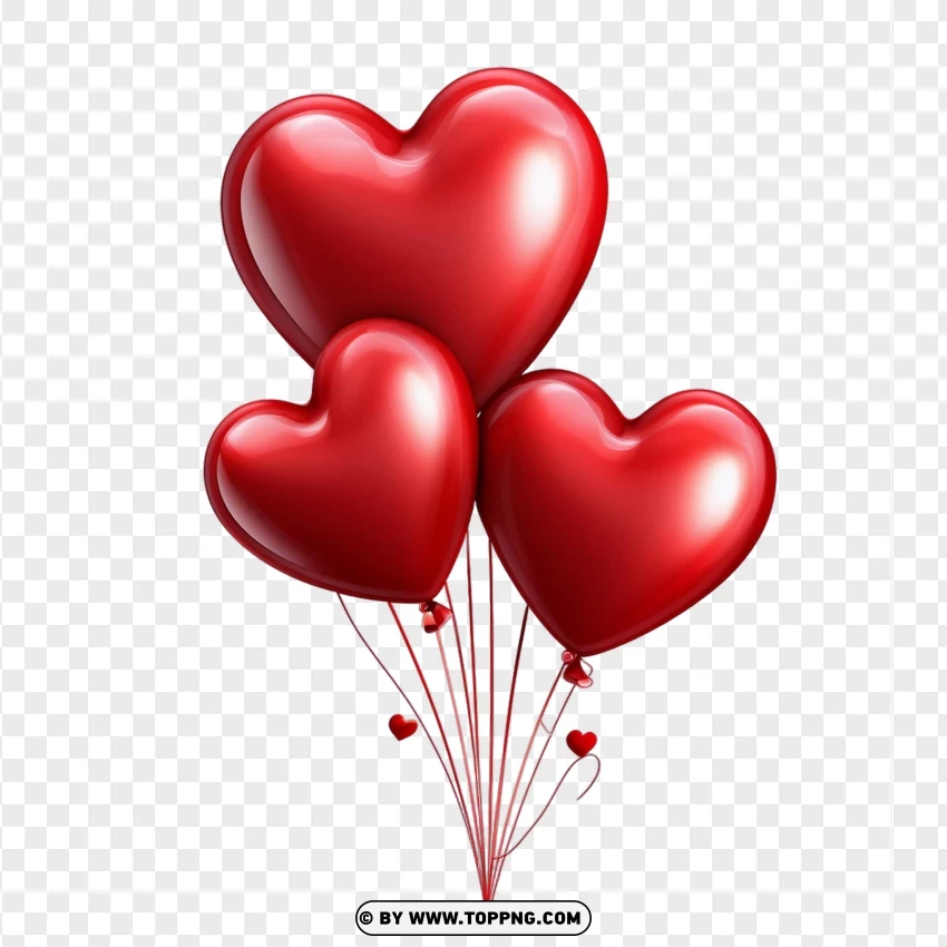 Floating Red Heart Balloons Image PNG Transparent Background