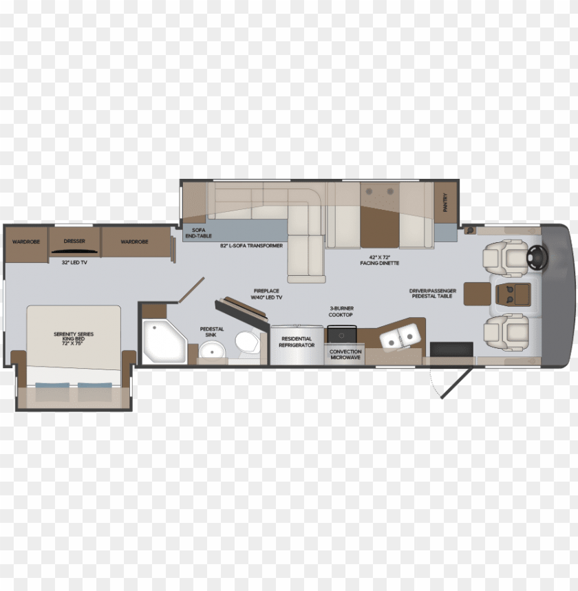 Floorplan 33c Fleetwood Bounder 35k Floor Pla Png Image With