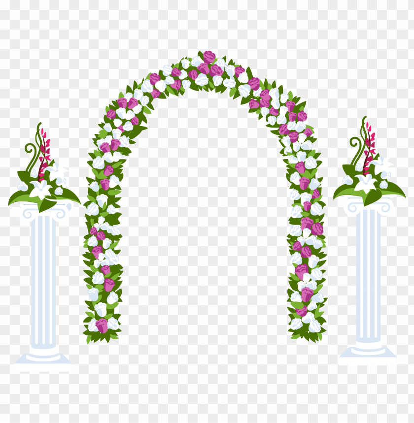 arch, columns, floral