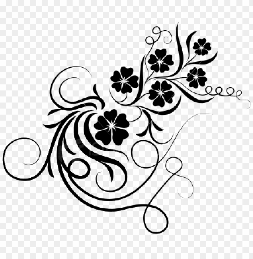 Floral Brushes Png Bingkai Bunga Hitam Putih Png Image