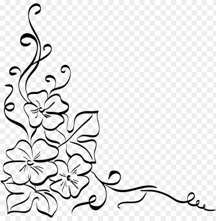 21++ Hand Drawn Flower Border Vector Free PNG